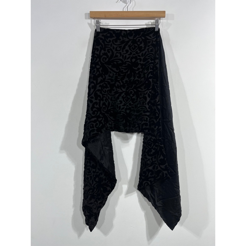 Womens Black Burnout Velvet Dark Floral Scarf Long Fairy Grunge Gothic Elegant